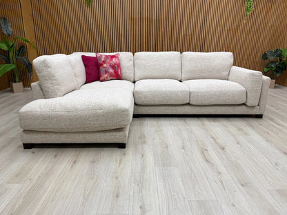 'Boden' Sand Bobby Plain Fabric Right Hand Facing Arm Open End Chaise Corner Sofa