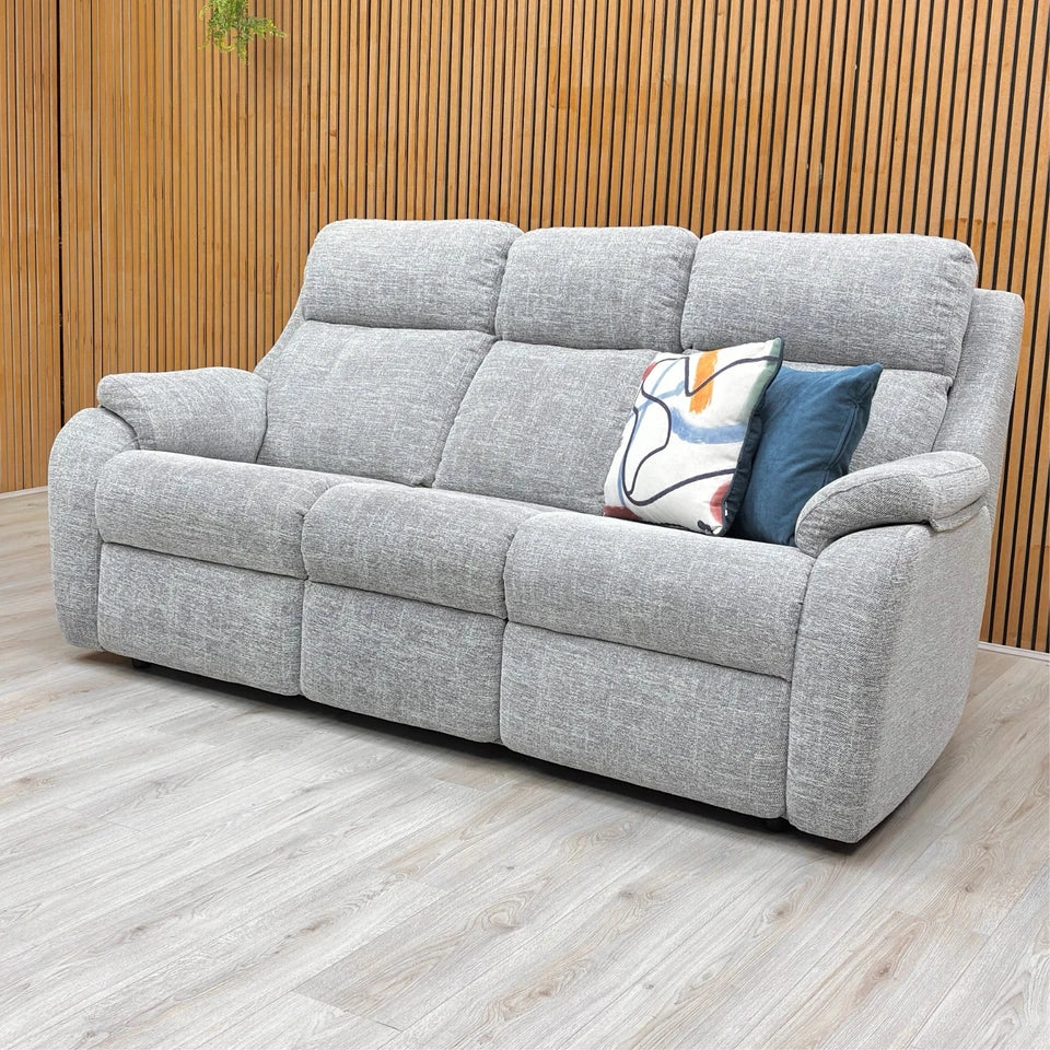 Lifestyle shot of the G Plan ‘Kingsbury’ Oatmeal Fabric Sofa.