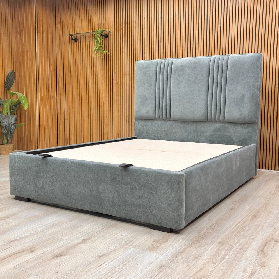 Lifestyle image of the King-size 'Oasis' bed, showing its striking presence and modern design within a bedroom environment.