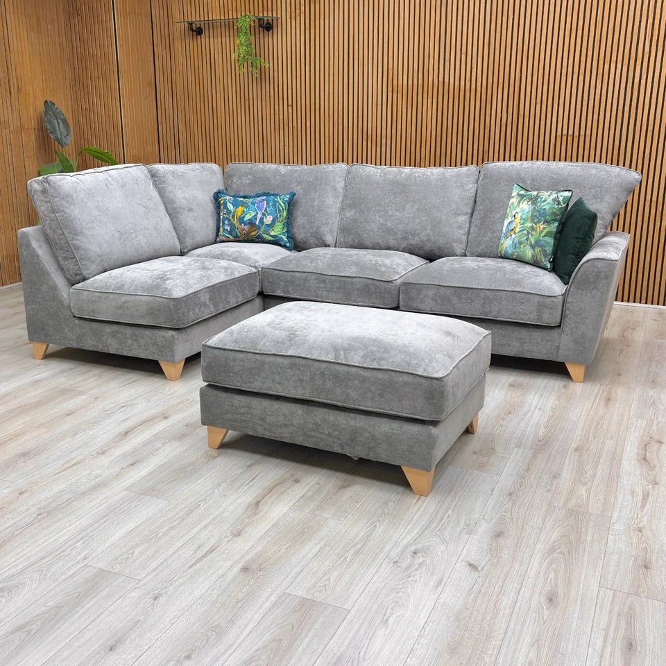 Full frontal view of the Legend Kingston Corner Sofa (278 cm wide) with its deep seating and soft, classic back cushions.