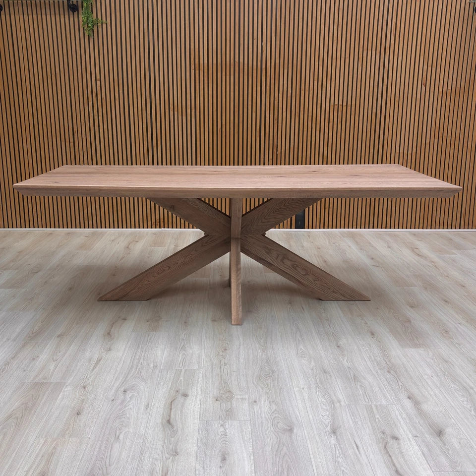 Bodahl ‘Loki’ 04 Desert Solid Oak Swiss Edge 220cm Dining Table with Wooden Star Base
