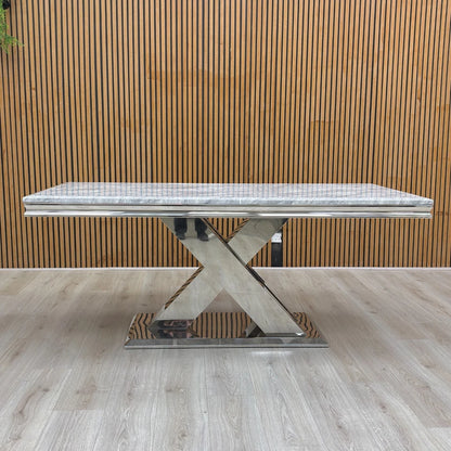‘Dolce’ Marble-Effect Ceramic Top 180cm Fixed Dining Table
