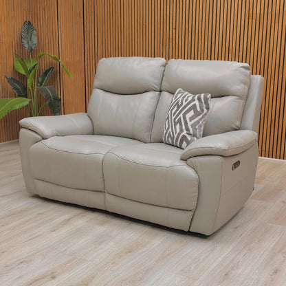 ‘Sloane’ Cat-60:28 New Grey Leather 2 Seater Power Recliner Sofa