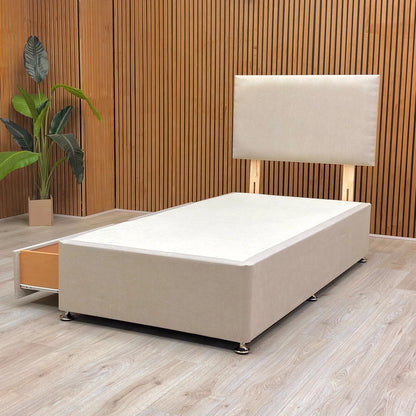 ‘Roma’ Venice Mink Velvet Headboard + 2 Draw Divan Base - Single