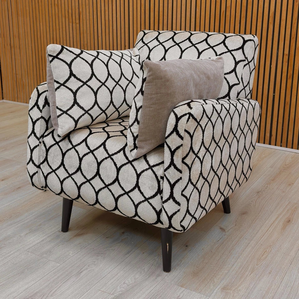 Full view of the Natural Canto Fabric Accent Chair with comfortable seat and back cushioning.