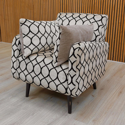 Full view of the Natural Canto Fabric Accent Chair with comfortable seat and back cushioning.