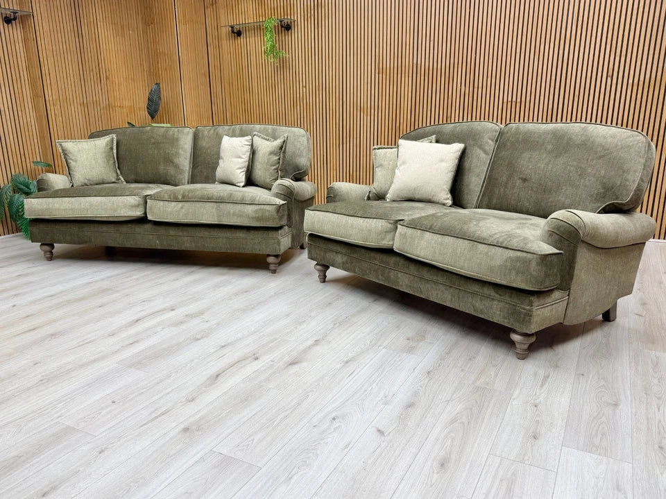 'Paddington' Olive Green Vogue Velvet 3 + 2 Seater Sofa Set