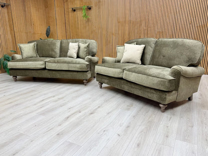 'Paddington' Olive Green Vogue Velvet 3 + 2 Seater Sofa Set