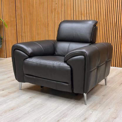 ‘Vino’ Cat-60:24 Navy Leather Power Recliner Chair with Power Headrest