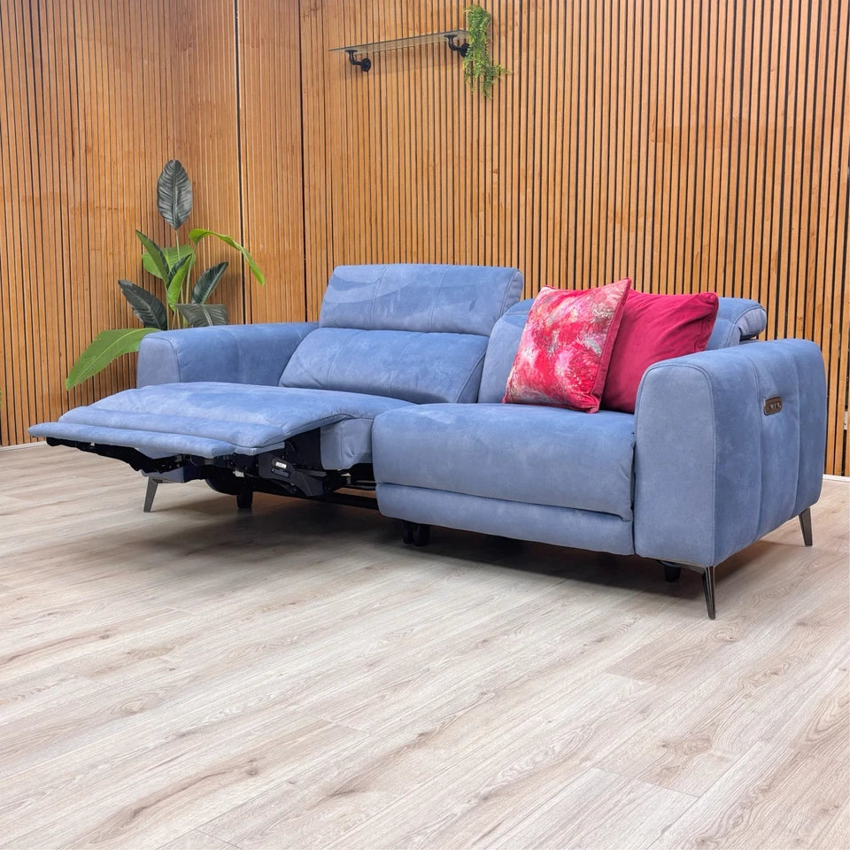 'Ezra' Dexter 43525 Wave Velvet 3 Seater Power Recliner Sofa with Power Headrests