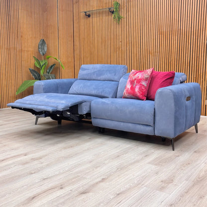 'Ezra' Dexter 43525 Wave Velvet 3 Seater Power Recliner Sofa with Power Headrests
