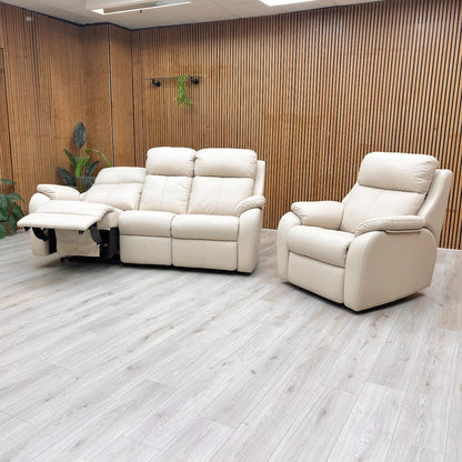 Detailed shot of the hidden control panel with the power recliner button and charging port on the side of the chair.