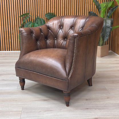 At The Helm 'Henson' X3y1-1981ls Saddle Leather Tub Chair