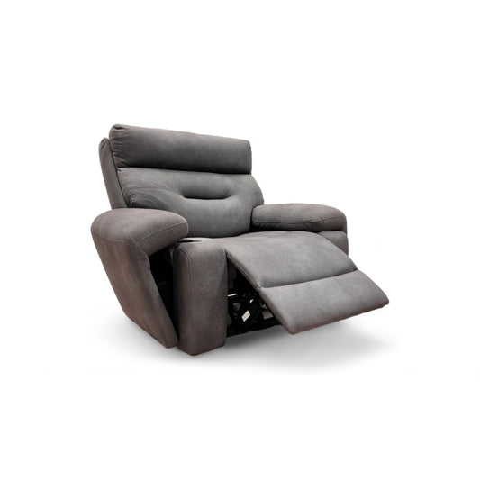 ‘Cinemax' Nappa Grey Media Fabric Power Recliner Chair with Power Headrest