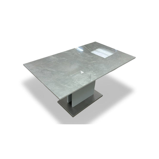 'Grigio' Glossy Marble-effect Fixed Dining Table
