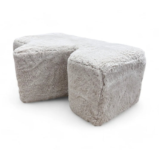 ‘Stacked' Fluffy Mikah Ivory Funky Footstool