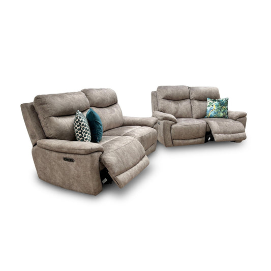 ‘Sloane’ Marble Charcoal Grey Velvet 3 + 2 Seater Power Recliner Sofa Set