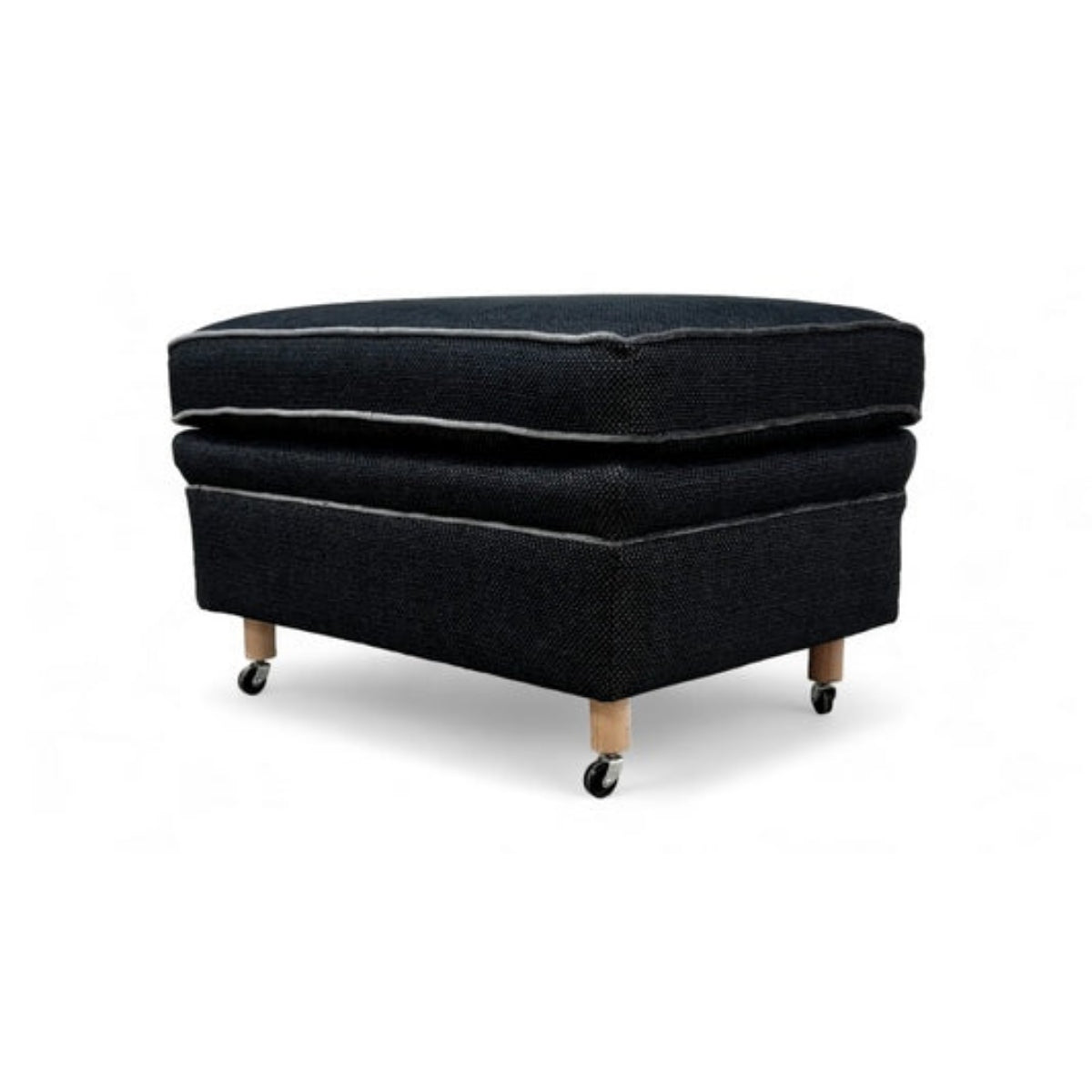 Duresta ‘McMann’ Navy Fabric Footstool on Caster Legs