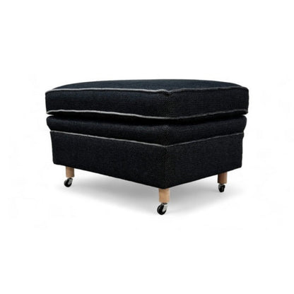 Duresta ‘McMann’ Navy Fabric Footstool on Caster Legs