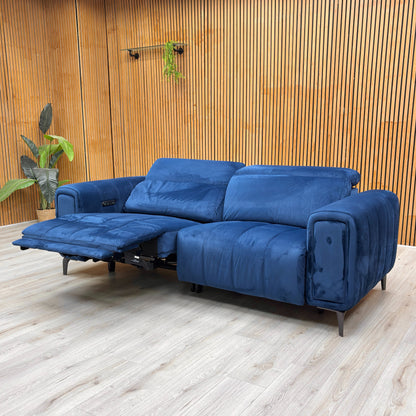 texture shot of the Royal Blue 50495 Opulence Velvet fabric, highlighting the soft pile and deep colour.